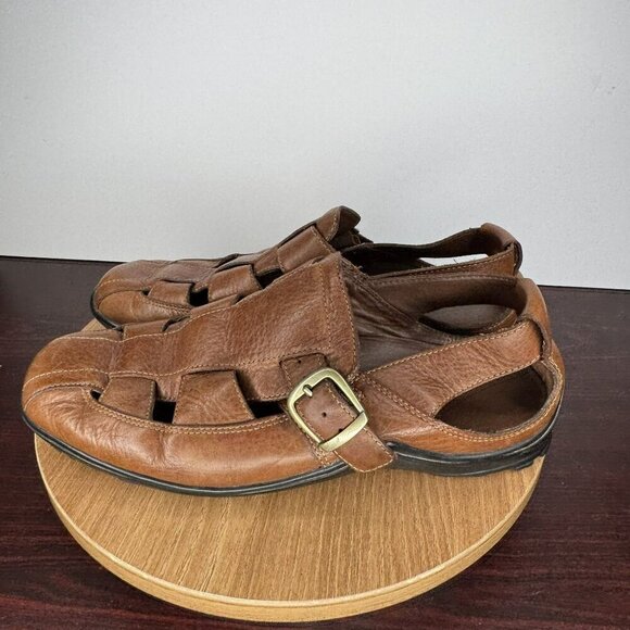 Cole‎ Haan Brown Leather Fisherman Sandals Shoes Buckle Vibram Soles Size 9 Men - Picture 3 of 7